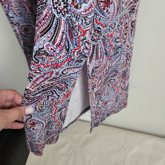 Talbots maxi dress red navy paisley sz Large - Picture 3 of 7